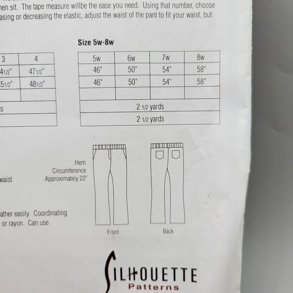 Silhouette Patterns 3414 Jags Woven Yoga Pants Size 1-4 & 5w-8w B/C/D Cup UNCUT - Picture 6 of 6